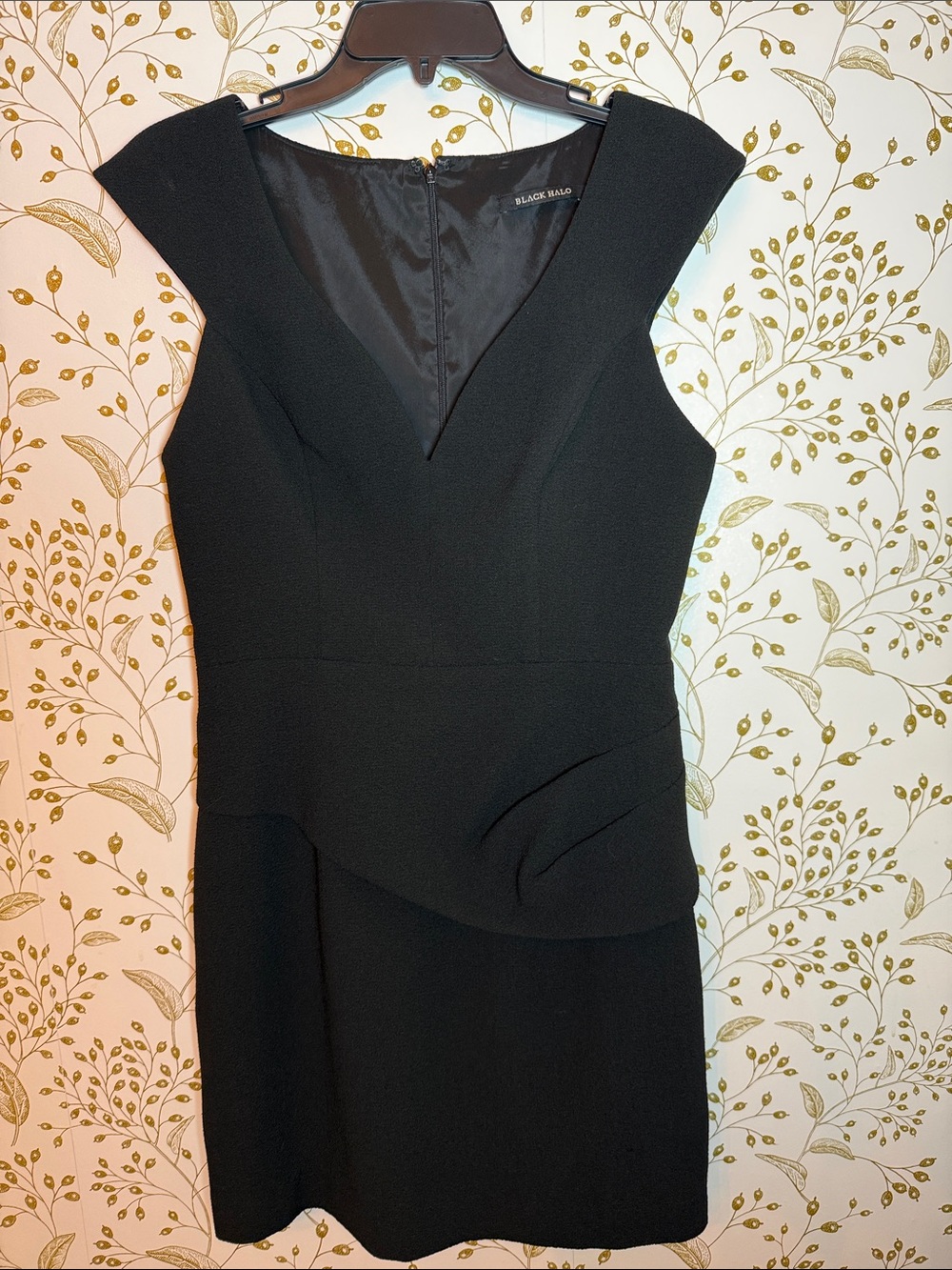 Black Halo Black V-Neck Peplum Mini Dress